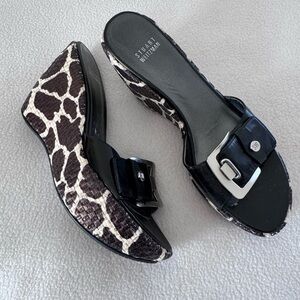 Stuart Weitzman Clipper Giraffe Slide Wedge Sandal 8.5